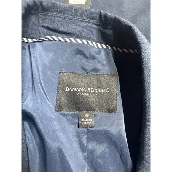 Banana Republic Suit Set Size 4 Dark Blue Italian Wool Skirt & Jacket NWT - Picture 6 of 9